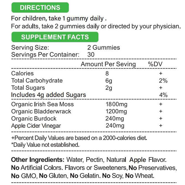 Wild crafted Fresh Organic Irish Sea Moss Gummies Apple Cider Flavoured