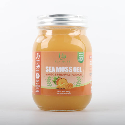 Wild crafted Fresh Organic Irish Sea Moss Gel Mango Pineapple Flavoured